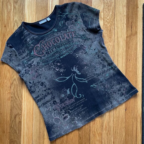 Apt. 9 Womens "Chocolate" Embellished  Tee, Size L - Picture 1 of 5